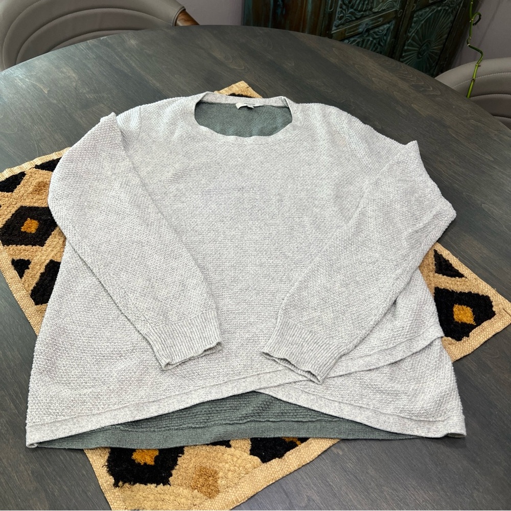 MADEWELL Sweater Womens Two tone Grey High/low Pullover Knit Large EUC